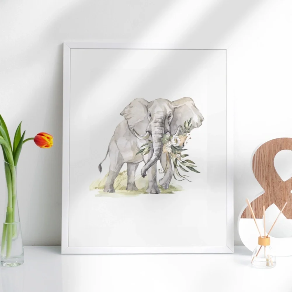 Watercolor Elephant Wall Art Poster Print Unframed - Picture 4 of 17